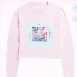 Taylor Swift Pink Floral Long Sleeve Crop Tee